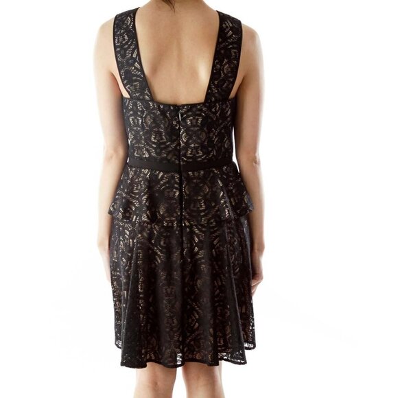 BCBG MaxAzria Black Nude Lace Cut-Out Cocktail Dress - Picture 2 of 4